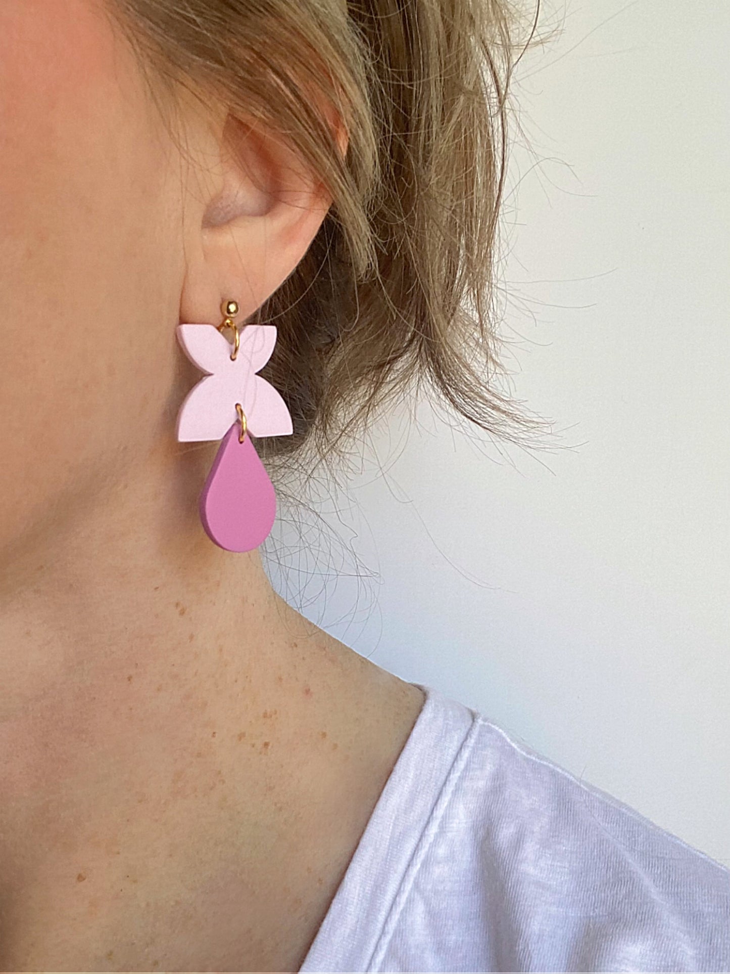 Orchid Pink Clay Drop Earrings