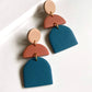 Teal Color Block Polymer Clay Earrings | CADENCE