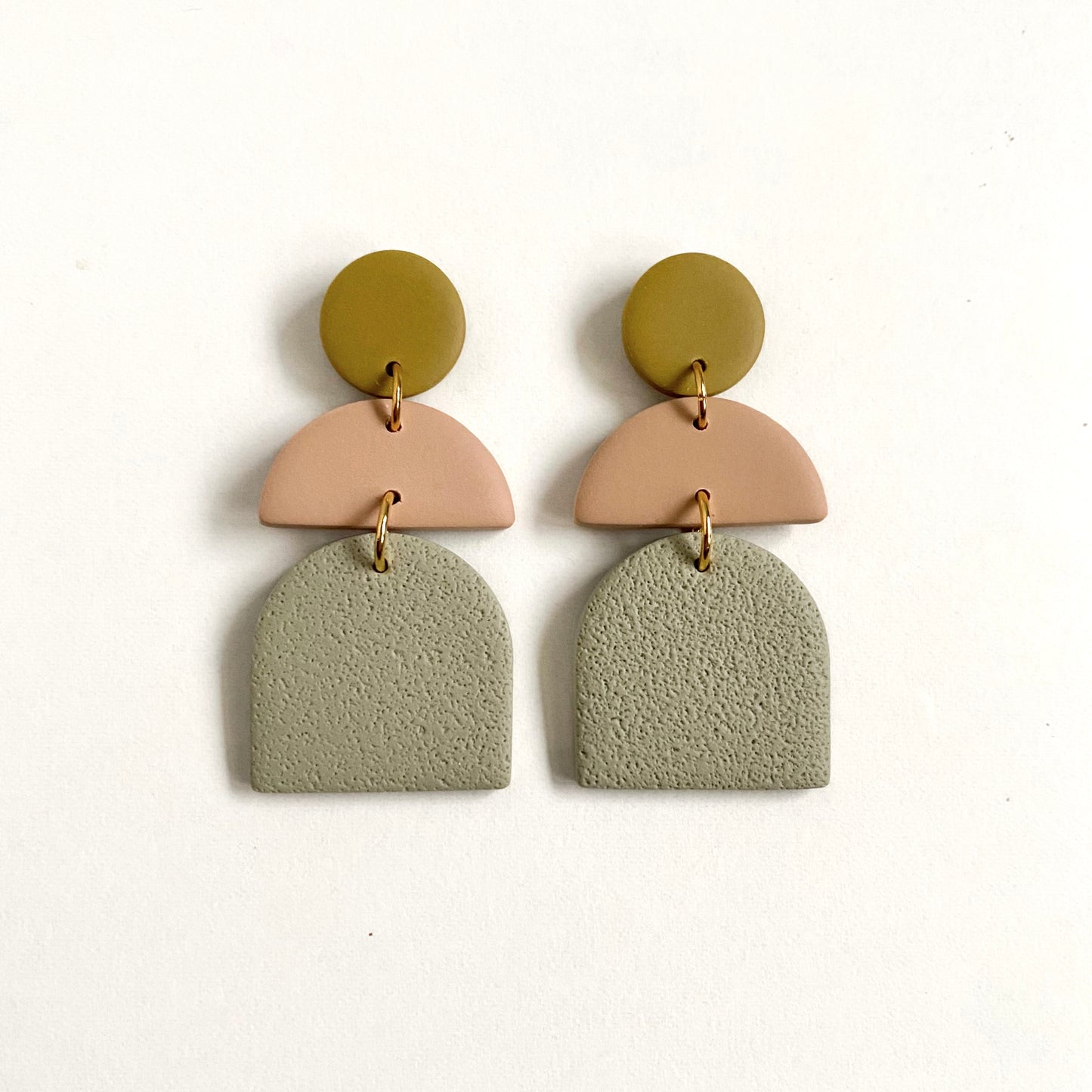 Sage Color Block Polymer Clay Earrings | CADENCE