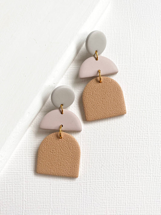Wheat Color Block Polymer Clay Earrings | CADENCE