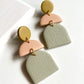 Sage Color Block Polymer Clay Earrings | CADENCE
